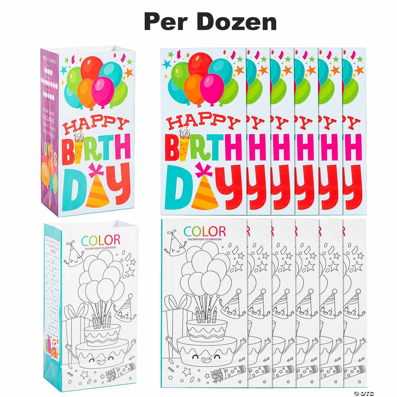 Birthday Party Activity Paper Treat Bags 5 1/4" x 10" - 12 Pc.